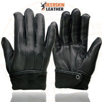 Milwaukee Leather SH875 Men's Thermal Lined USA Deerskin Black Leather Motorcycle Gloves w/ Snap Wrist Closure