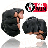 Milwaukee Leather SH878 Men's Fingerless USA Deerskin Black Leather Motorcycle Rider Gloves w/ Gel Padded Palm
