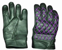 Ladies Leather Gloves with Purple Diamond Stitching 8431.17