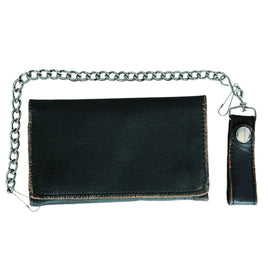 Black Trifold Biker Leather Wallet 9055.00