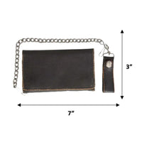 Black Trifold Biker Leather Wallet 9055.00