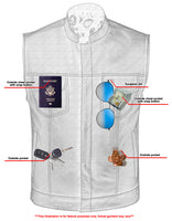 Men's Leather Vest with white stitching DS164