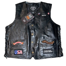 Men's leather vest with 14 patches