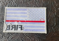 Grey, Red Line American Flag with FIRE on the Patch