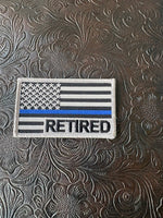 Grey Retired Blue Line American Flag Patch