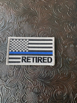 Grey Retired Blue Line American Flag Patch
