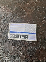Grey Retired Blue Line American Flag Patch