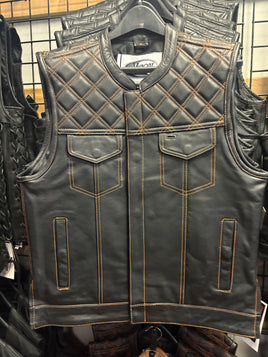 Orange Diamond - Men's Premium Leather Vest 6671.16