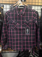 Ladies Black and Pink Flannel Shirt TW270