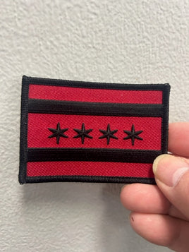 City of Chicago Flag Patch ( Black - Red  )