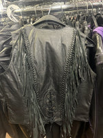 Ladies Leather Vest with Fringes Braided