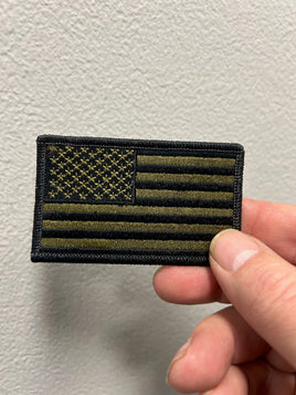 American Flag Patch Black -OD Green 3.25" X 2"