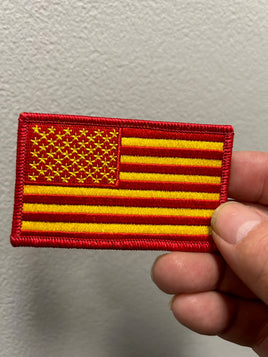 American Flag Patch Red - Gold  3.25" X 2"