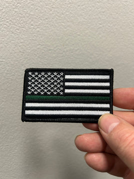 American Flag with green line patch