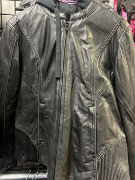 Ladies leather jacket with black hoody 6853.00