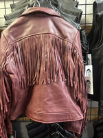 Ladies Motorcycle Leather Jacket with Fringes  ( DAISY ) WBL1503 Multi Colors