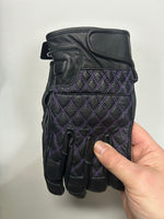 Ladies Leather Gloves with Purple Diamond Stitching 8431.17