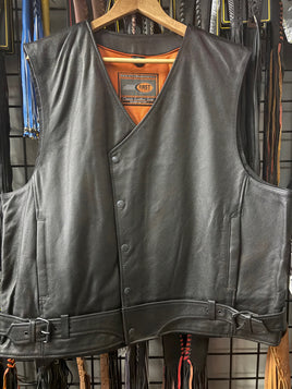 Men's Leather Vest with front Zipper and Snap Closure Size FIM626CSL