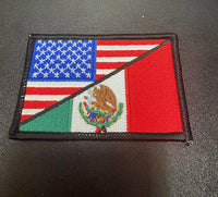 American / Mexican Flag Patch 3.5" X 2.25"