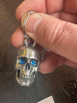 Skull Rhinestone Biker Bell Blue