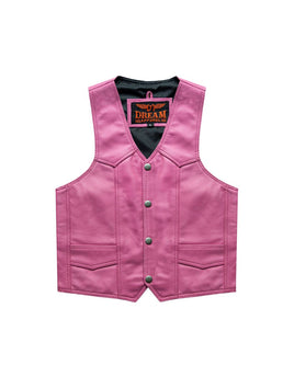 Kids Pink Leather Vest KD393