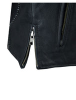 Women Zipper Front Vest with Bling, Conceal Carry Pockets, Naked Cowhide Leather