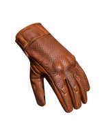 Men's Perforated Brown Leather Motorcycle Gloves