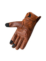 Men's Perforated Brown Leather Motorcycle Gloves