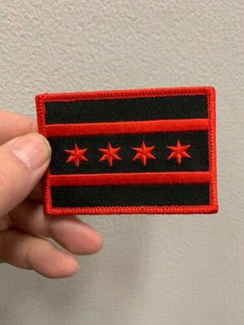 City of Chicago Flag Patch ( Red - Black )