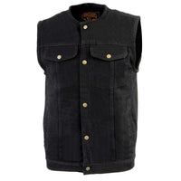 Biker's Edge DM1937 Men's Black Snap Front Denim Club Style Motorcycle Biker Rider Vest