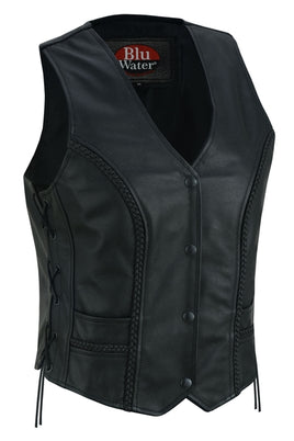 Ladies Braided Leather Vest DS272