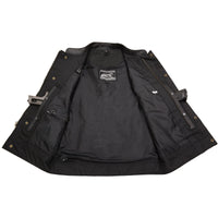 Event Leather ELM3910 Black Motorcycle Leather Vest for Men w/ Dual Closure - Riding Club Adult Motorcycle Vests