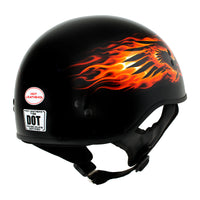 Hot Leathers HLD1006 Black Out Eagle Motorcycle DOT Approved Skull Cap Half Helmet for Men and Women Bikers
