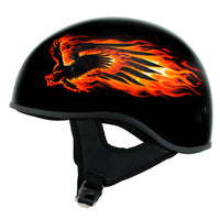 Hot Leathers HLD1006 Black Out Eagle Motorcycle DOT Approved Skull Cap Half Helmet for Men and Women Bikers