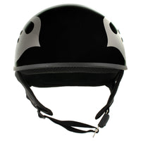 Hot Leathers HLD1036 Silver Flames Gloss Black Motorcycle DOT Approved Skull Cap Half Helmet for Men and Women Biker