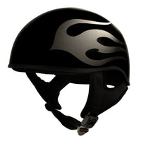 Hot Leathers HLD1036 Silver Flames Gloss Black Motorcycle DOT Approved Skull Cap Half Helmet for Men and Women Biker