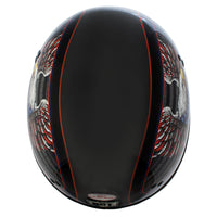 Hot Leathers HLD1037 Gloss Black 'Up Wing Eagle USA' Advanced DOT Unisex Half Helmet with Drop Down Tinted Visor