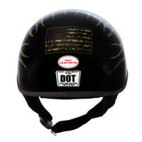 Hot Leathers HLD1047 Gloss Black Camo Skull Flames DOT Skull Half Motorcycle Helmet w/ Drop Down Tinted Visor