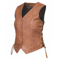 Leah - Ladies Brown Leather Vest 6897.ANT