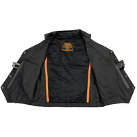 Milwaukee Leather LKM3702 Men's Black Western Style Leather Motorccycle Vest with Buffalo Snaps