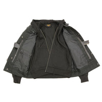 Milwaukee Leather LKM3714 Men's Black Club Style '2 in 1' Zipper Vest with Full Sleeve Hoodie and Quick Draw Pocket