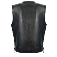 Milwaukee Leather LKM3741 Men's Black ‘Seamless Design’ Leather Vest with Side Laces