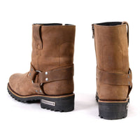 Milwaukee Leather MBL9353 Women’s Crazy Horse Brown Leather Motorcycle Rider Short Harness Boots