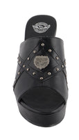 Milwaukee Leather MBL9407 Women's Black Open Toe Fashion Casual Wedge Sandals with Studs