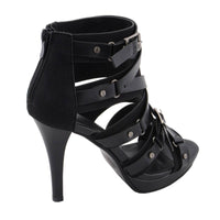 Milwaukee Leather MBL9451 Women's Black Fashion Casual Stiletto Heeled Sandals with Ankle Strap