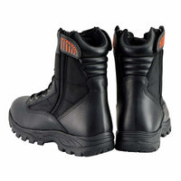 Milwaukee Leather Men's 9-Inch Black Leather Lace-Up Tactical Motorcycle Boots w/ Side Zipper MBM9110