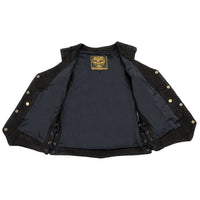 Milwaukee Leather MDL4001 Women's Black Denim Motorcycle Vest with Side Lace and 4 Snap Front