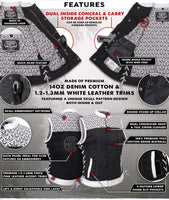 Milwaukee Leather MDL4050 Women's 'Skelly' Black with White Motorcycle Denim Vest w/ Skull Embroidery