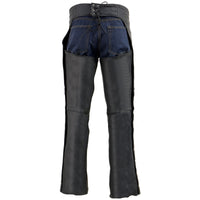 Milwaukee Leather Men's Black Premium Leather Fully Lined Motorcycle Chaps w/ Front Coin Pocket ML1115