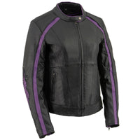 Milwaukee Leather ML1952 Women's Black and Purple Embroidered and Stud Design Jacket